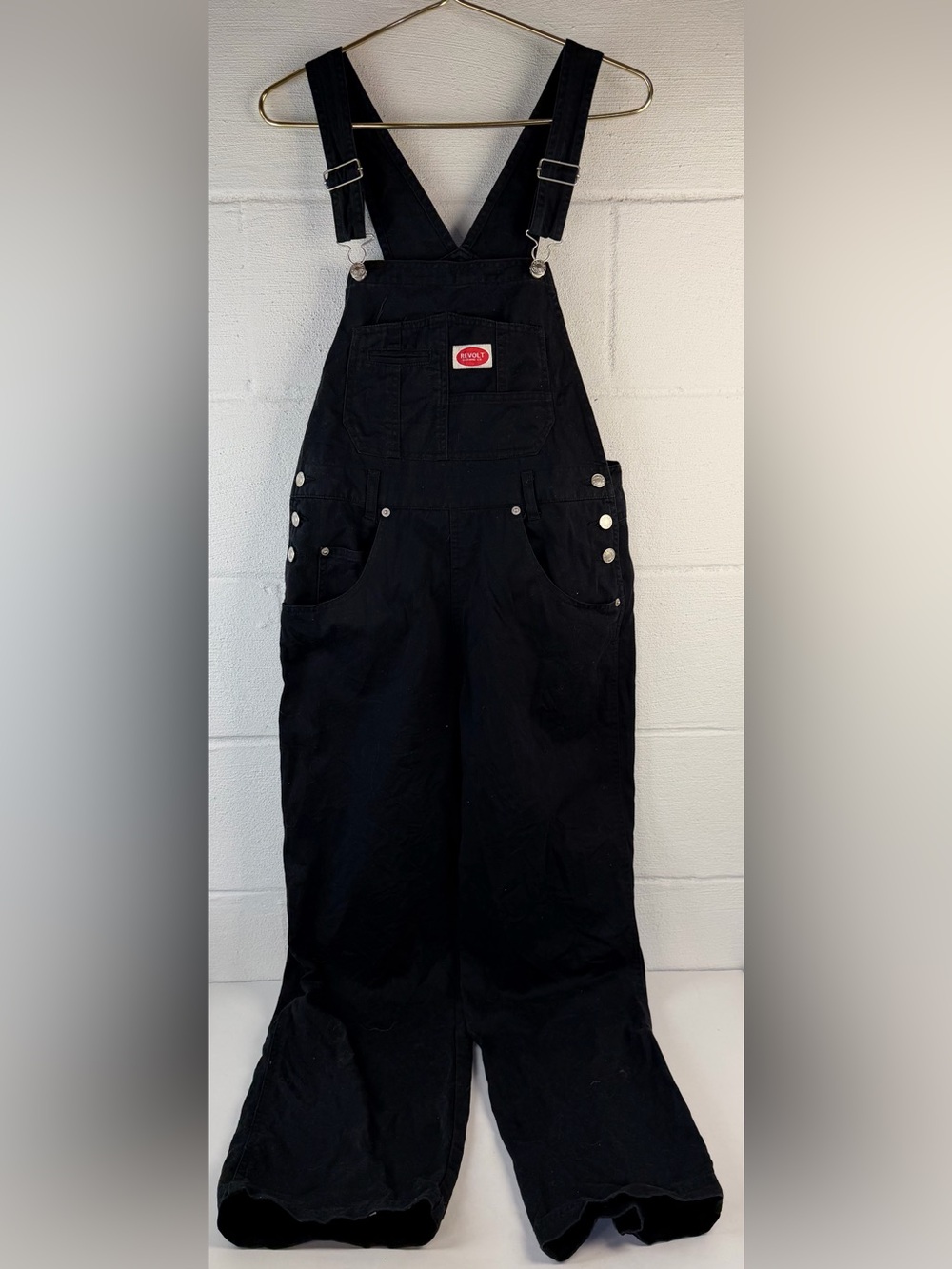 Vintage Revolt Black Denim Overalls, Medium